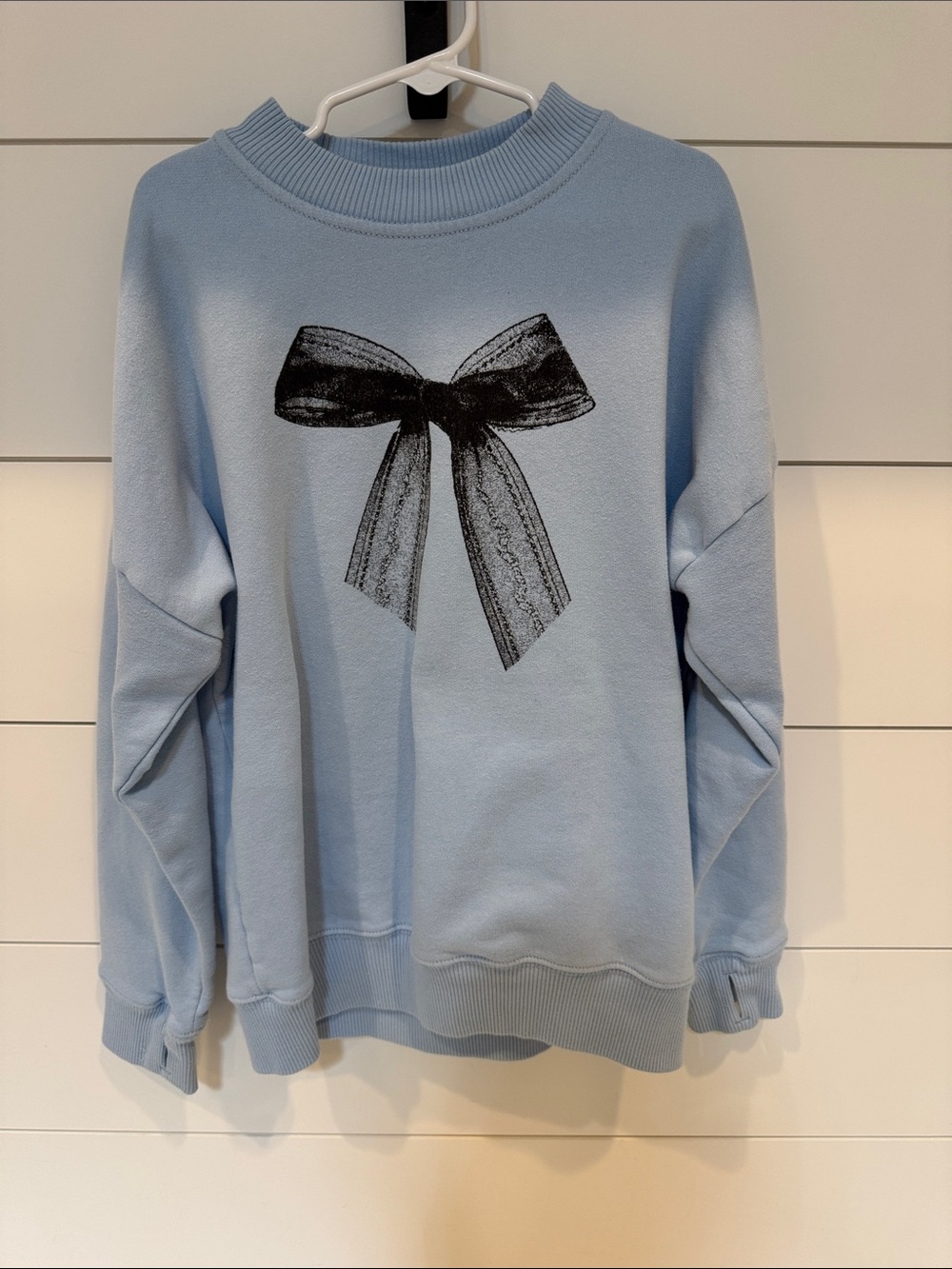 EUC abercrombie kids girls Light Blue bow Pullover Sweatshirt 9-10